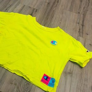 bright yellow champion crop top